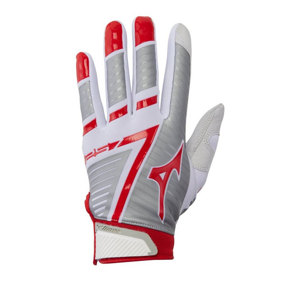 Damske Rukavice Mizuno F-257 Softball Batting Biele/Červené Vypredaj PLSH21463